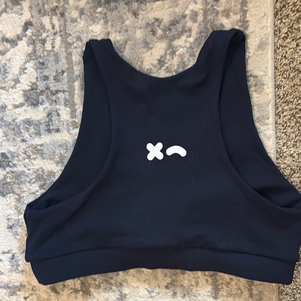 Black Sports Bra with White Logo - Rumble Boxing